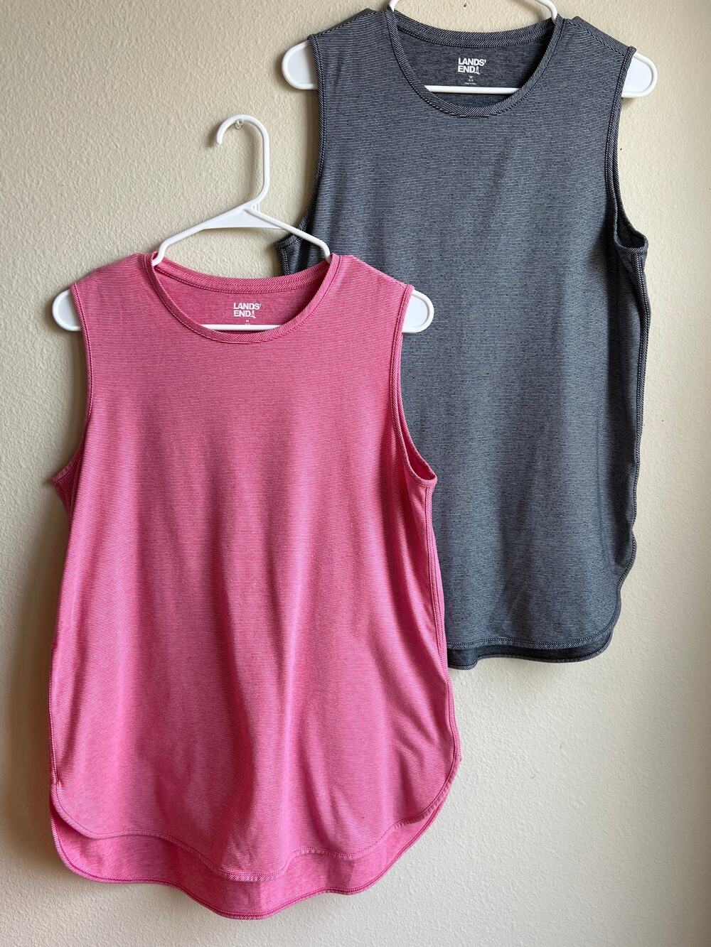 Lands End Striped Sleeveless Modal Blend Tank Top Bundle/Lot of 2 Size M 10-12